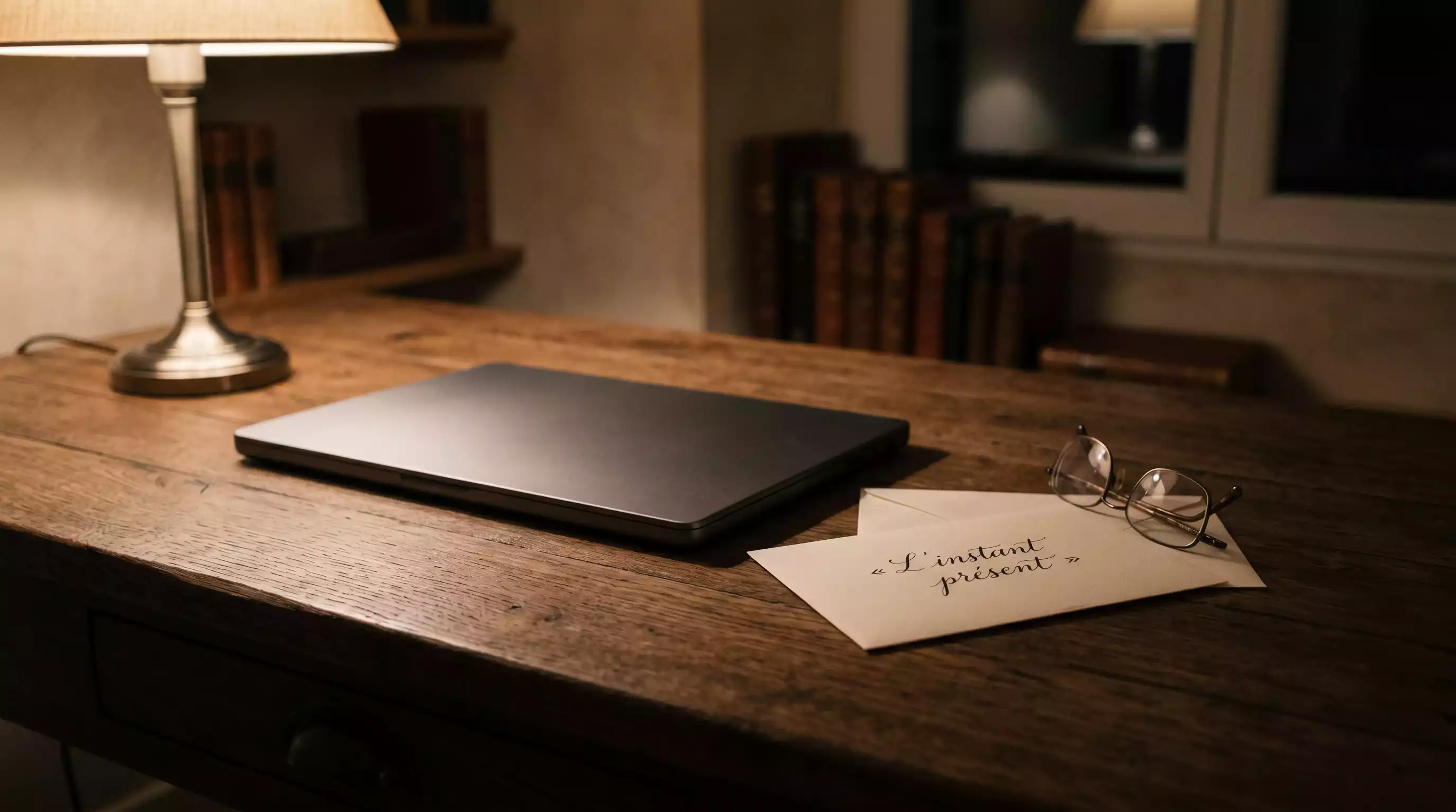 Image d'un ordinateur portable couché sur la table
